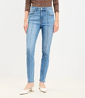 Seamed High Rise Skinny Jeans Light Mid Indigo Wash