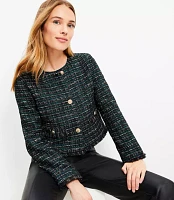 Petite Metallic Tweed Collarless Jacket