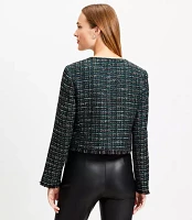 Petite Metallic Tweed Collarless Jacket