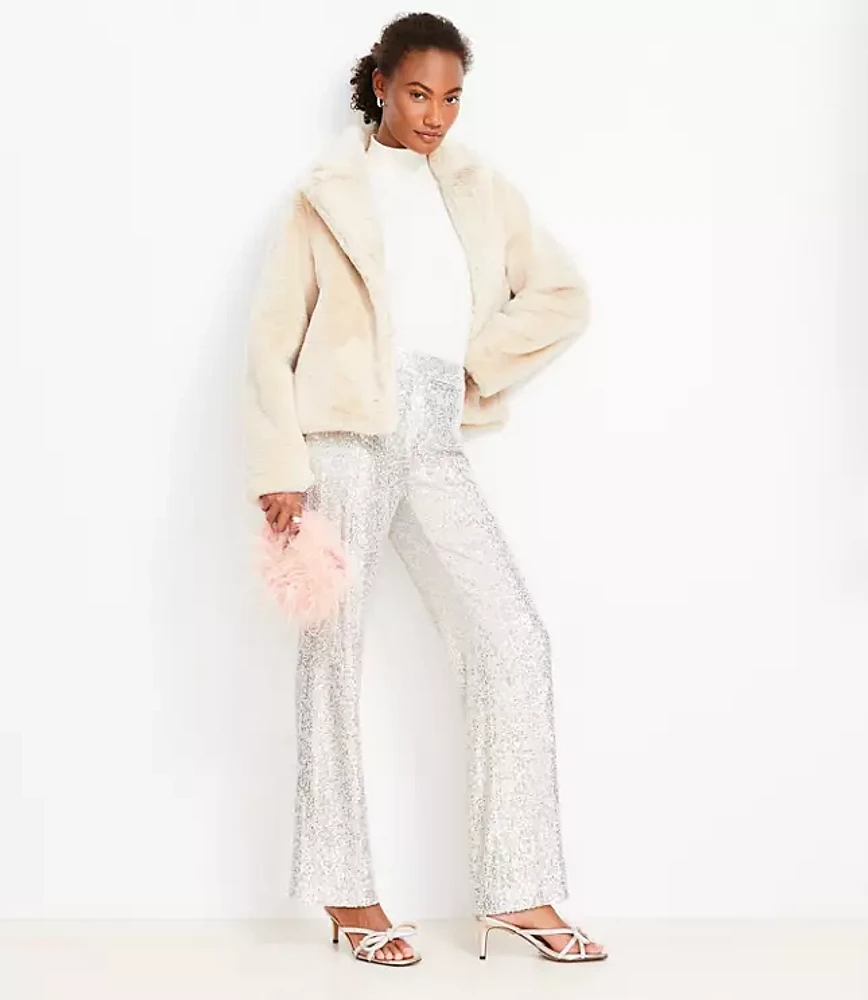 Petite Sequin Straight Pants