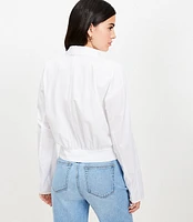 Petite Poplin Seamed Blouson Back Shirt