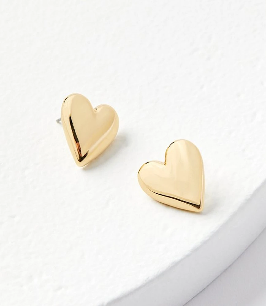 Metal Heart Statement Stud Earrings