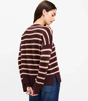 Petite Striped Relaxed Cashmere Sweater