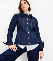 Petite Seamed Denim Trucker Jacket Classic Rinse Wash