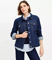 Petite Seamed Denim Trucker Jacket Classic Rinse Wash