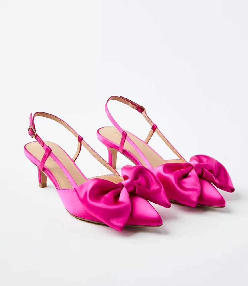 Satin Bow Kitten Heels