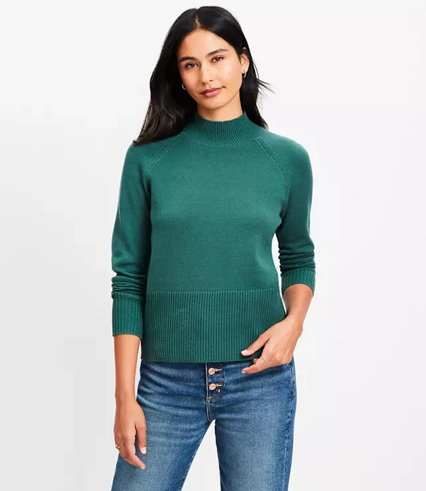 Petite Ribtrim Mock Neck Sweater