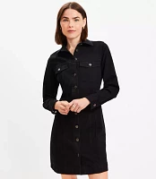 Seamed Denim Mini Pocket Dress