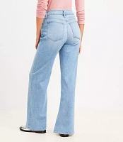 Petite Curvy Sparkle High Rise Wide Leg Jeans in Light Wash Indigo