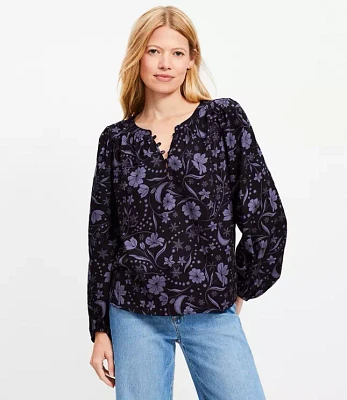 Snowflake Bloom Henley Blouse