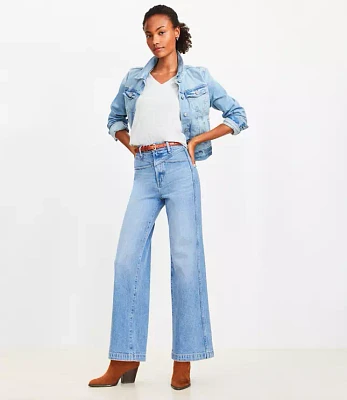 Double Yoke High Rise Wide Leg Jeans Light Wash