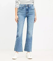 Curvy Step Hem High Rise Kick Crop Jeans Classic Mid Wash