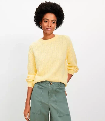 Petite Fluffy Cable Sweater