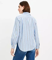 Striped Cotton Poplin Everyday Relaxed Pocket Shirt