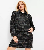 Petite Sequin Tweed Cropped Shirt Jacket