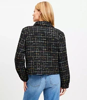 Petite Sequin Tweed Cropped Shirt Jacket