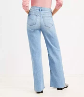 Petite Sparkle High Rise Wide Leg Jeans Light Wash Indigo