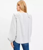 Lace Shoulder Henley Blouse