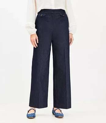 Petite Curvy Coin Pocket Clean Wide Leg Pants in Twill