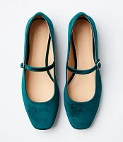 Velvet Buckle Strap Ballet Flats