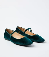 Velvet Buckle Strap Ballet Flats