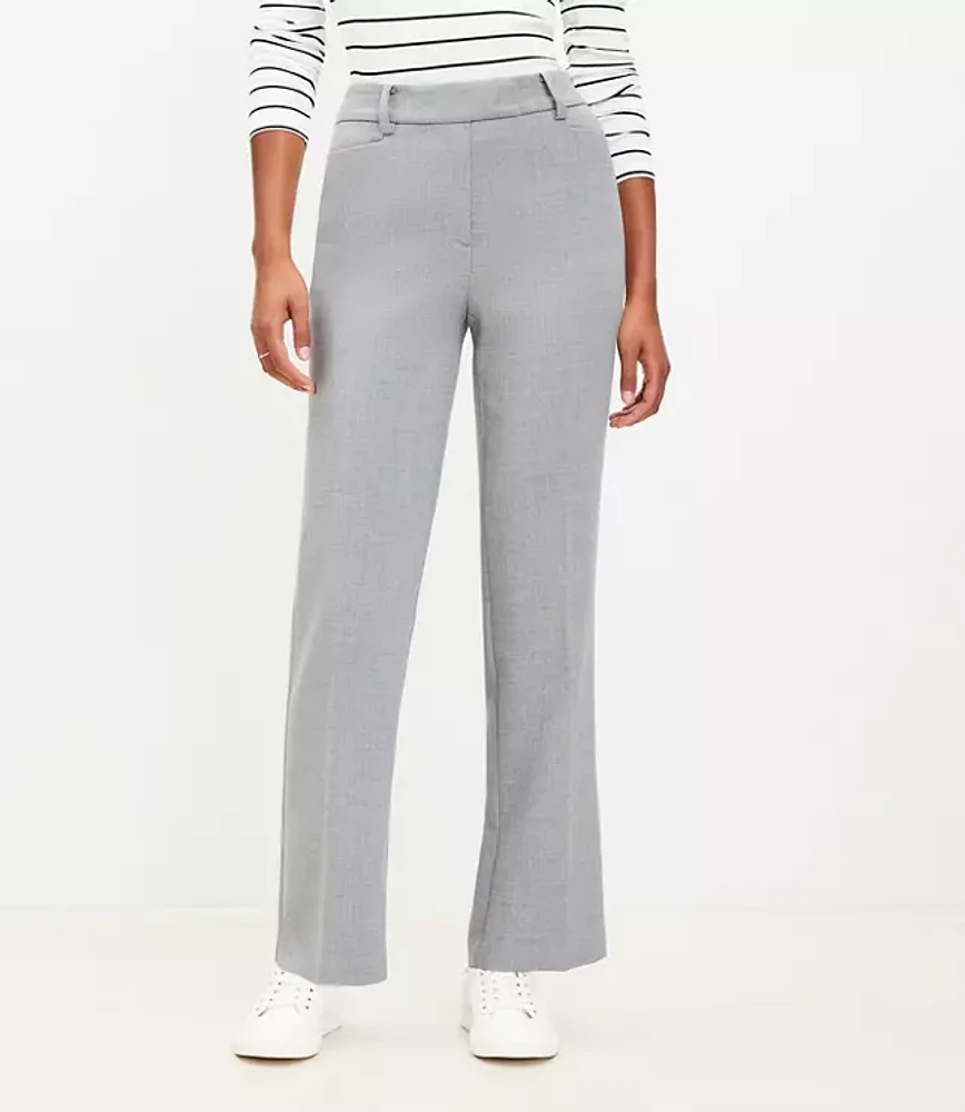 Petite Curvy Full Length Straight Pants Heathered Doubleface