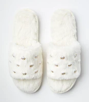 Pearlized Faux Fur Slide Slippers