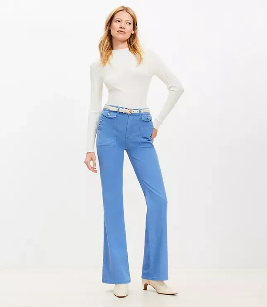 Petite Utility Pocket High Rise Slim Flare Pants