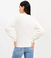 Ribbed Blouson Sleeve Sweater