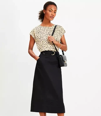 Twill Belted Midi Pocket Skirt