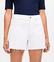 Fresh Cut High Rise Off Denim Shorts White