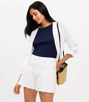 Fresh Cut High Rise Off Denim Shorts White