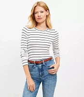 Striped Long Sleeve Crew Neck Tee