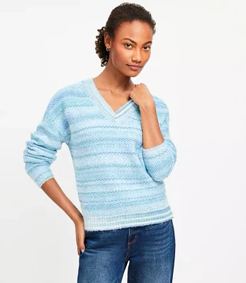 Petite Shimmer Marled Cozy V-Neck Sweater