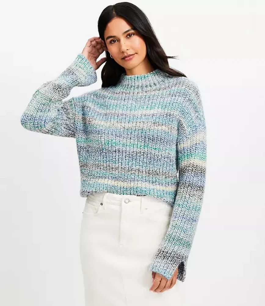 Petite Marled Ribbed Mock Neck Sweater