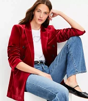 Petite Velvet Double Breasted Blazer