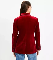 Petite Velvet Double Breasted Blazer