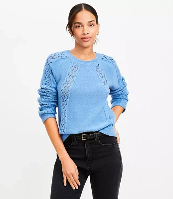 Geo Pointelle Crochet Sweater