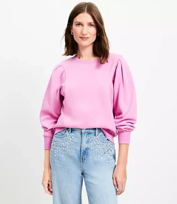 Petite Pleated Sleeve Sweatshirt