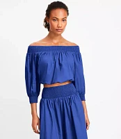 LOFT Beach Poplin Smocked Off The Shoulder Top