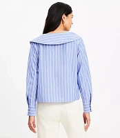 Stripe Asymmetric Collared Shirt