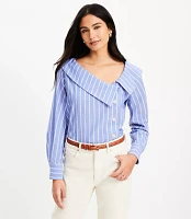 Stripe Asymmetric Collared Shirt