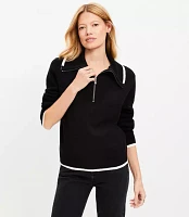 Petite Tipped Half Zip Sweater