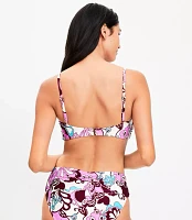 LOFT Beach Floral Shirred Bandeau Bikini Top