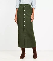 Petite Twill Button Pocket Midi Skirt