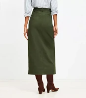 Petite Twill Button Pocket Midi Skirt