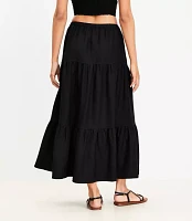 LOFT Beach Linen Blend Tiered Maxi Pocket Skirt