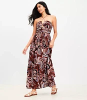 LOFT Beach Crinkle Keyhole Halter Maxi Dress