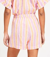 LOFT Beach Striped Linen Drawstring Shorts