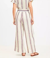 LOFT Beach Striped Linen Wide Leg Pants